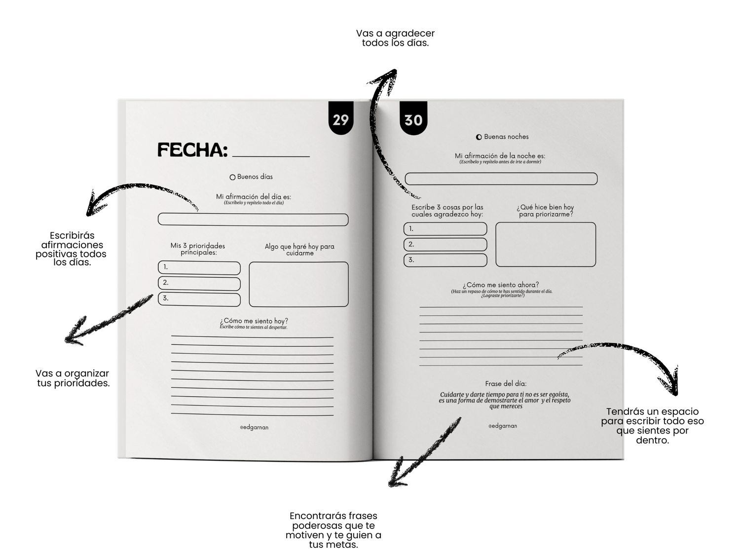 Mockup del diario y plantillas